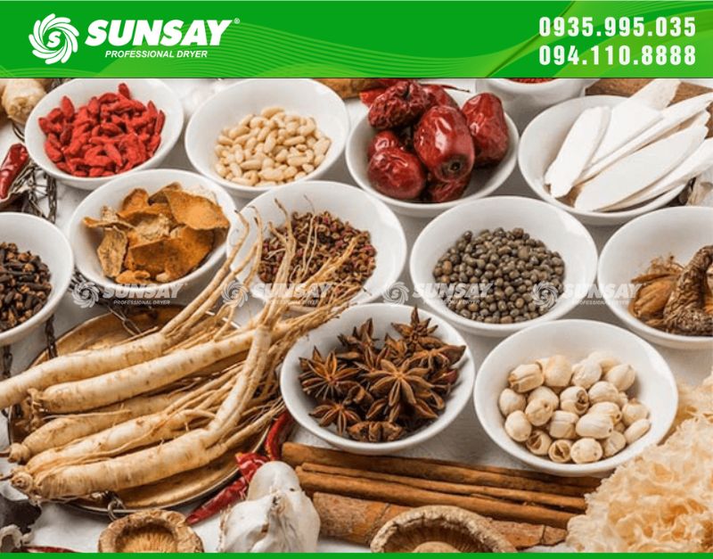 Màu sắc dược liệu được giữ nguyên với máy sấy dược liệu SUNSAY