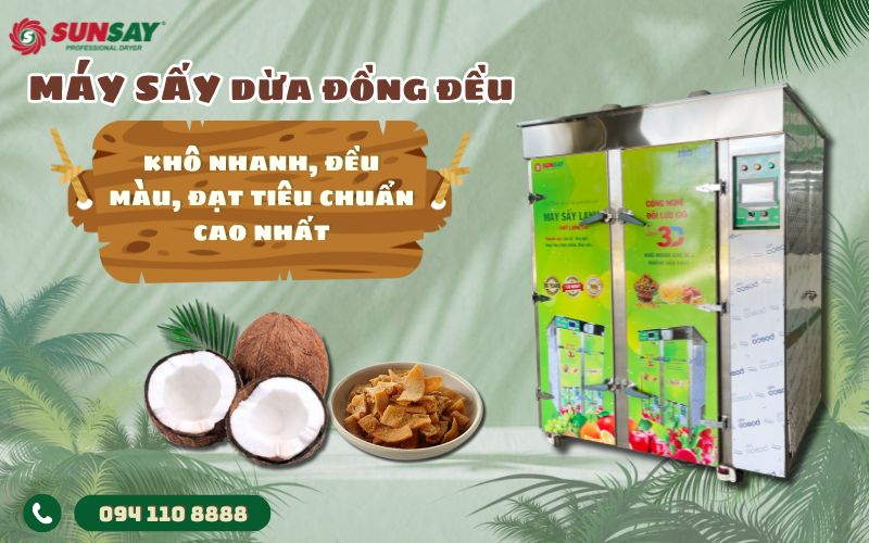 Máy sấy dừa đồng đều