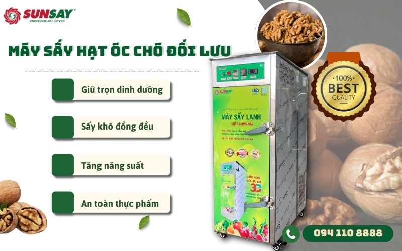 Máy sấy hạt óc chó đối lưu
