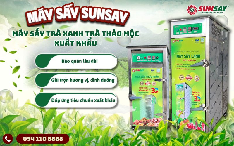 Máy sấy trà xanh trà thảo mộc xuất khẩu