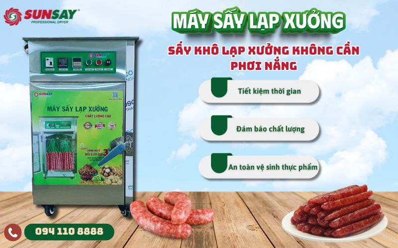 Sấy khô lạp xưởng không cần phơi nắng